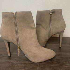 Ana A New Approach  Suade Tan Heel boots 4 inch heel Size 9